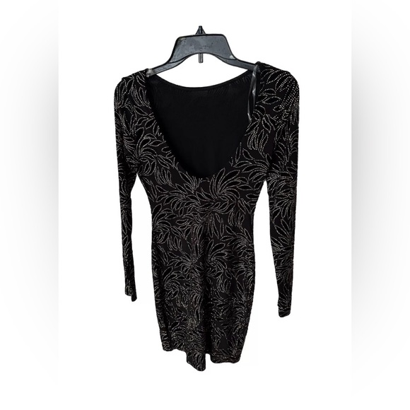 Windsor Dress Black Gold Sequins Mini Flashy Long Sleeve Body Con Dress NEW - Picture 4 of 6